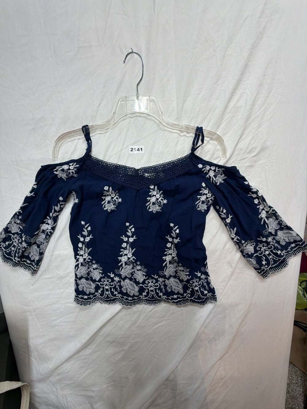 Blu Pepper Off Shoulder Embroidered Top Size S